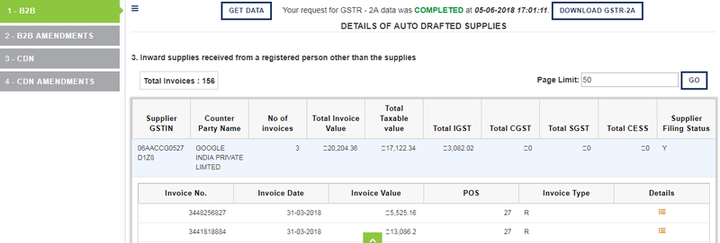 Sapphire_GSTR 2A_View details at GSTR 2A